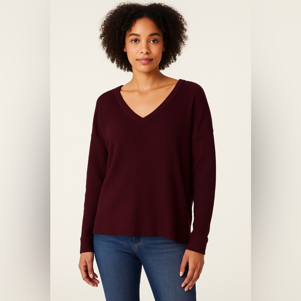 Wild Fable Women’s Oversized Slouchy Ribbed Sweater Cranberry Size Small